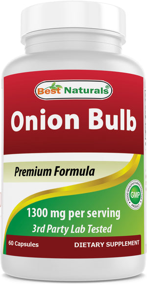 Best Naturals Onion Dried Bulb 1300mg per Serving - 60 Capsules - Also Called (Allium Cepa)