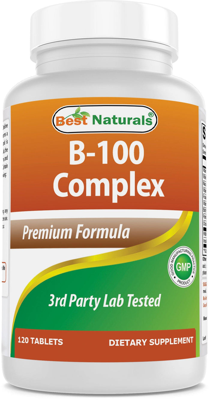Best Naturals B-100 Complex 120 Tablets (Suitable for Vegetarian) - B Complex Vitamins