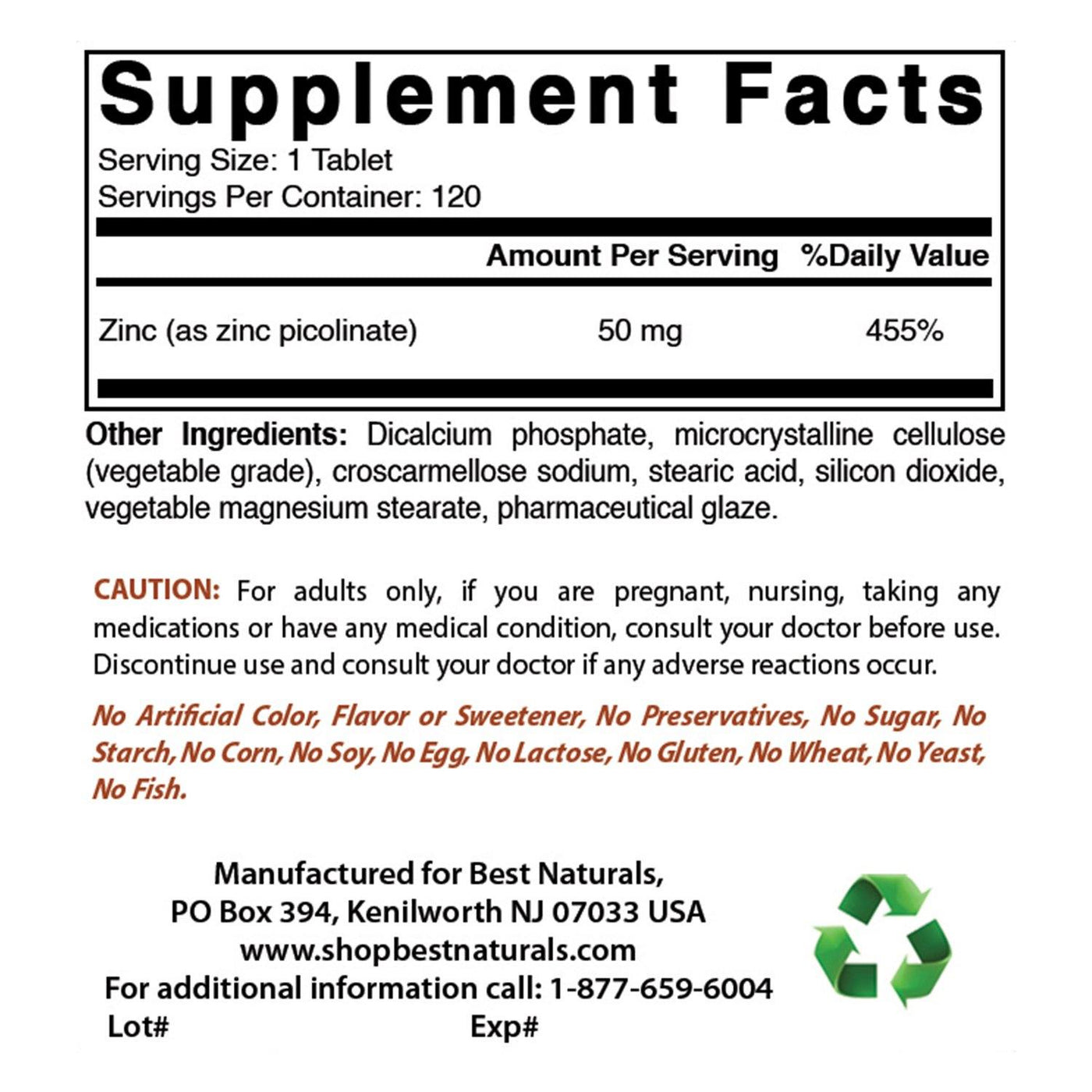  FORTE NATURALS 100 Zinc Supplements Specially Formulated for  Sensitive Stomachs, Vitamins for Adults Daily Supplement Vegan 50mg, Non  GMO, Easy to Swallow Zink Vitaminas : Health & Household