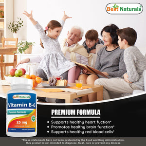 Best Naturals Vitamin B6 25mg, 120 Tablets - shopbestnaturals.com