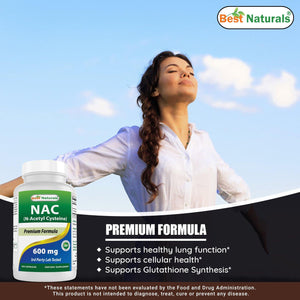 Best Naturals NAC (N-Acetyl L-Cysteine) 600 mg 250 Capsules - shopbestnaturals.com