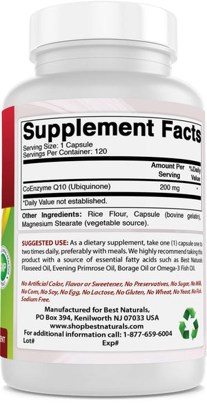 Best Naturals CoQ10 200 mg 120 Capsules - shopbestnaturals.com