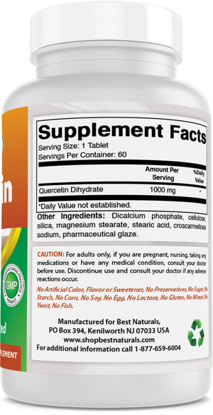 Best Naturals Quercetin 1000 mg 60 Tablets - shopbestnaturals.com