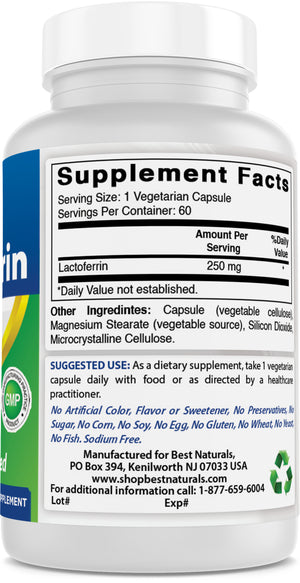 Best Naturals Lactoferrin 250 mg 60 Vegetarian Capsules