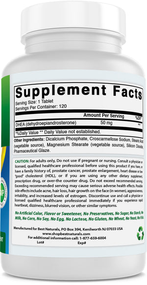 Best Naturals DHEA 50 mg 120 Tablets