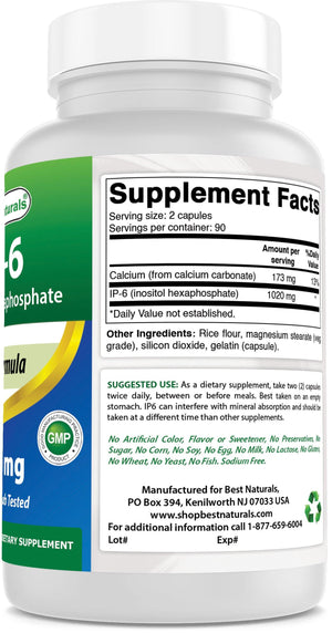 Best Naturals IP-6 510 mg 180 Capsules - shopbestnaturals.com