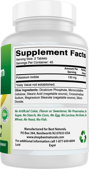 Best Naturals Potassium Iodide 130 mg per Serving - Dietary Supplement, 90 Tablets (1)