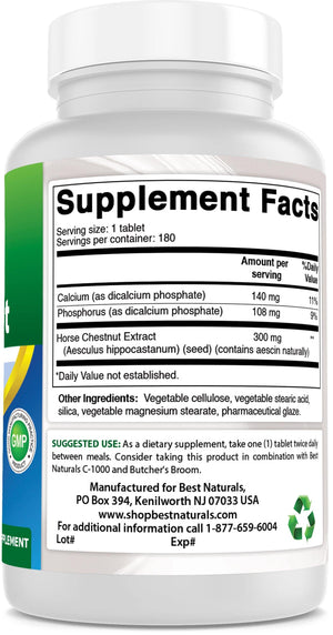 Best Naturals Horse Chestnut Extract 300 mg 180 Tablets - shopbestnaturals.com