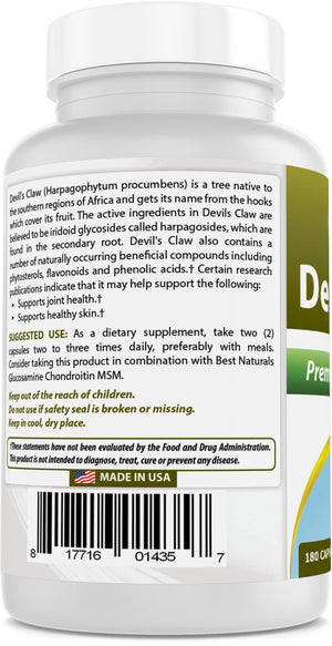 Best Naturals Devil's Claw 510 mg 180 Capsules - shopbestnaturals.com