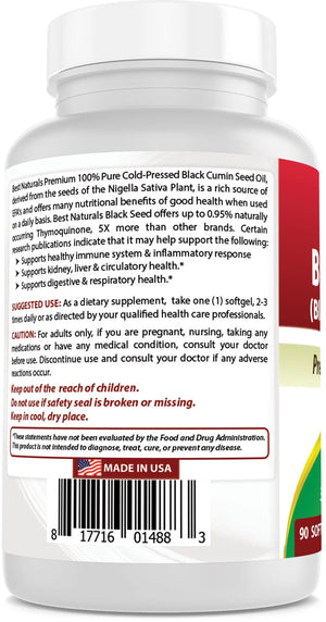 Best Naturals Black Seed Oil 500 mg 90 Softgels - shopbestnaturals.com