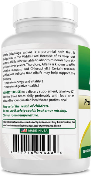 Best Naturals Alfalfa 500 mg 180 Capsules - shopbestnaturals.com