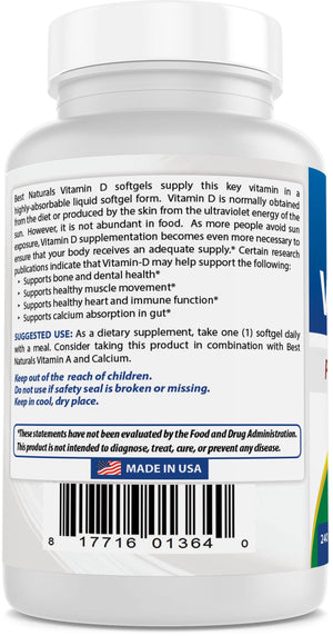 Best Naturals Vitamin D3 10000 IU 240 Softgels - shopbestnaturals.com