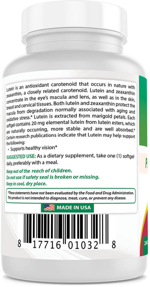Best Naturals Lutein 20 mg 240 Softgels - shopbestnaturals.com