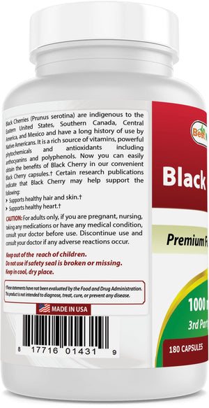 Best Naturals Black Cherry 1000 mg 180 Capsules - shopbestnaturals.com