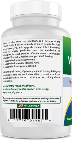 Best Naturals Vitamin B2 400 mg 120 Vegetarian Capsules - shopbestnaturals.com