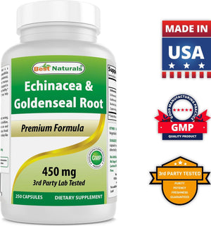 Best Naturals Echinacea Goldenseal 450 mg 250 Capsules - shopbestnaturals.com