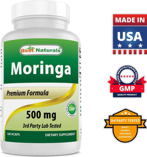 Best Naturals Moringa 500 mg 180 Vegetarian Capsules - shopbestnaturals.com