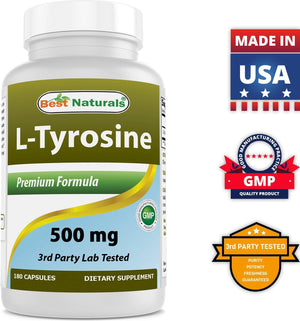 Best Naturals L-Tyrosine 500 mg 180 Capsules - shopbestnaturals.com