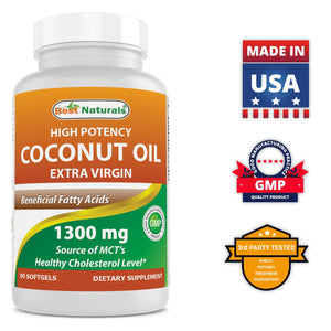 Best Naturals Coconut Oil (Extra Virgin) 1300 mg 90 Softgels