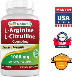 Best Naturals L-Arginine L-Citruline Complex 1000 mg 120 Tablets - shopbestnaturals.com