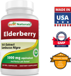 Best Naturals Elderberry 5000 mg 120 Vegetarian Capsules