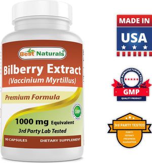 Best Naturals Bilberry Extract 1000 mg 90 Capsules - shopbestnaturals.com