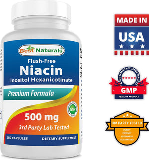 Best Naturals Niacin 500 mg 180 Capsules - shopbestnaturals.com
