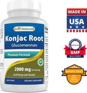 Best Naturals Konjac Glucomanan Root 2000 mg 180 Vegetarian Capsules - shopbestnaturals.com