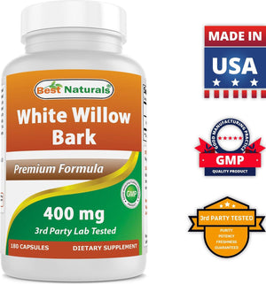 Best Naturals White willow bark 400 mg 180 Capsules - shopbestnaturals.com