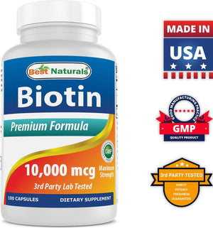 Best Naturals Biotin 10000 mcg 100 Capsules - shopbestnaturals.com
