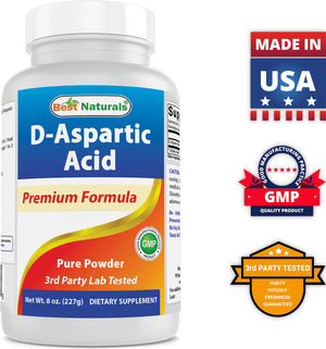 Best Naturals D-Aspartic Acid Pure Powder - Testosterone Booster - 8 OZ