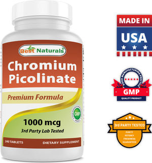 Best Naturals Chromium Picolinate 1000 mcg 240 Tablets