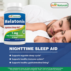 Best Naturals Melatonin 1 mg 240 Tablets | Drug-Free Nighttime Sleep Aid - Melatonin for Sleep and Relaxation