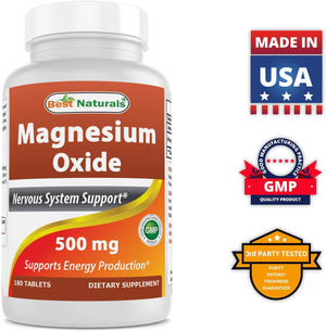 Best Naturals Magnesium Oxide 500 mg 180 Tablets